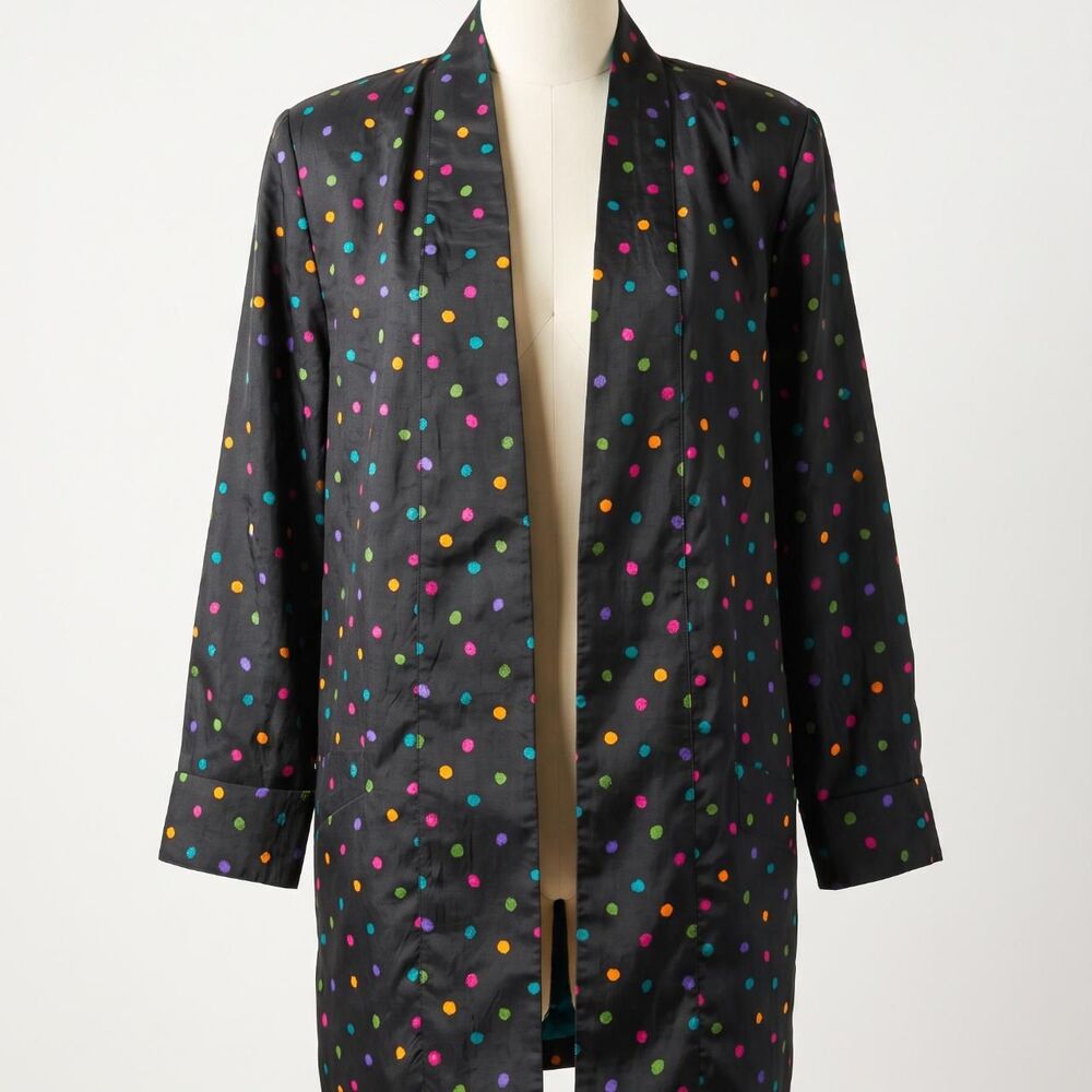 Vintage 80s Joan Walters Confetti Polka Dot Duster Jacket 10